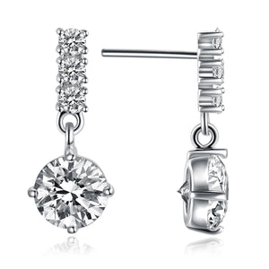 925 Sterling Silver Drop Diamond Earrings