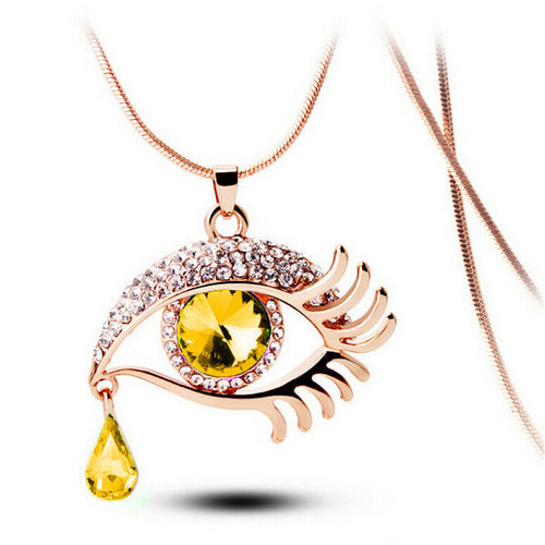 Magic Eye Crystal Tear Drop Necklace